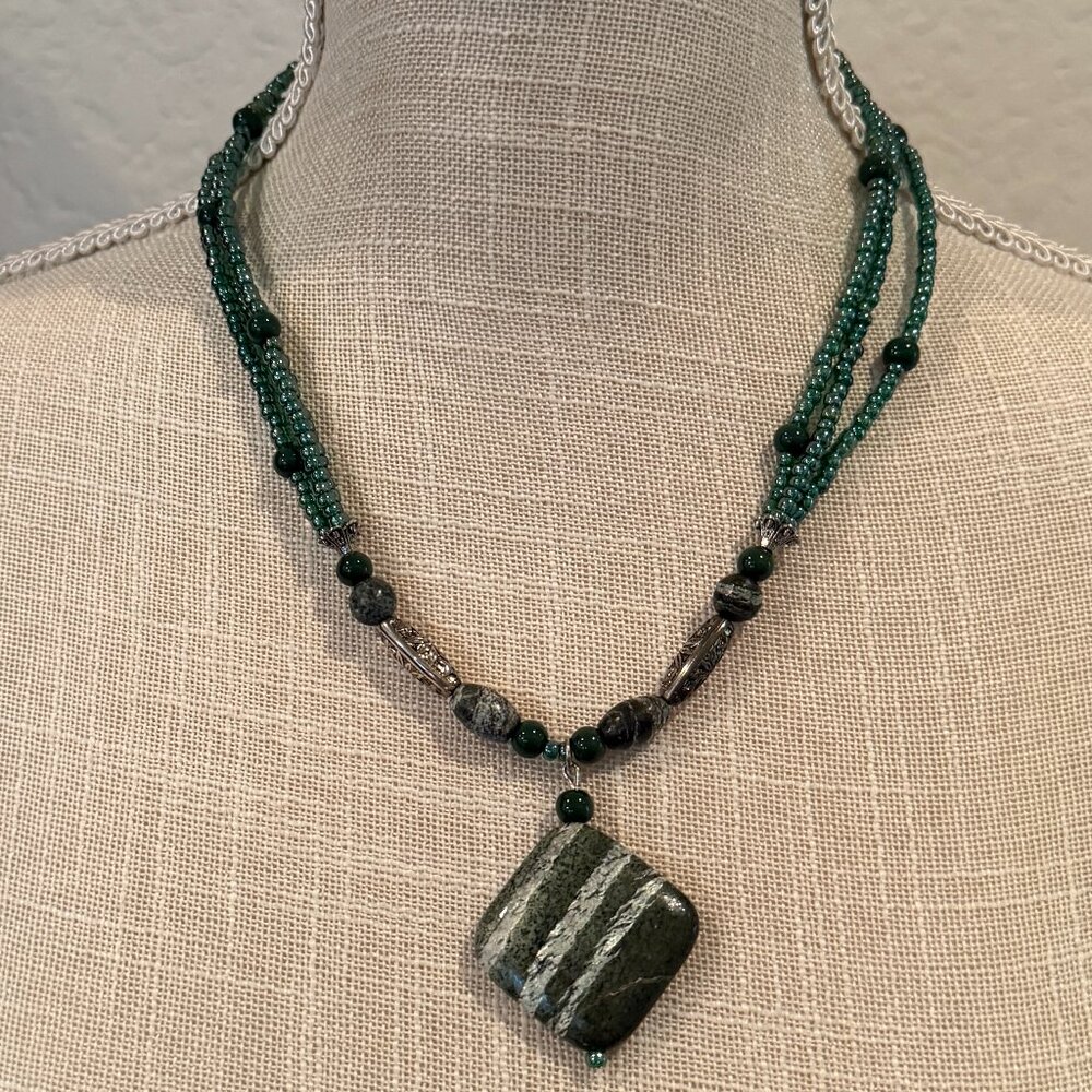 Chrysotile in Serpentine Pendant Necklace